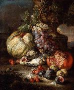 RUOPPOLO, Giovanni Battista Still Life with Fruit and Dead Birds in a Landscape Sweden oil painting artist